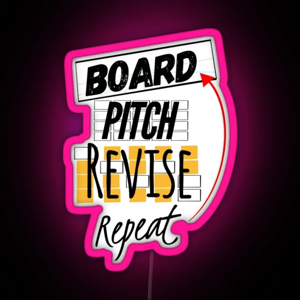 Board Pitch Revise Repeat RGB Neon Sign