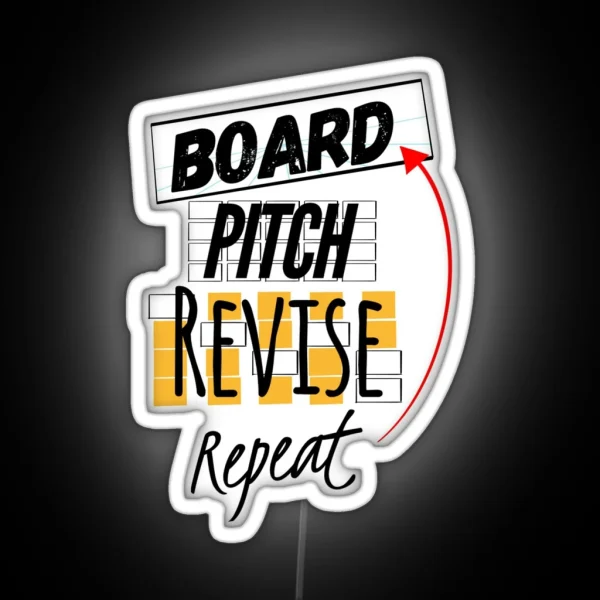 Board Pitch Revise Repeat RGB Neon Sign