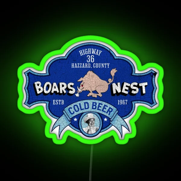 Boars Nest Retro Hazzard County 80s TV Fan Apparel RGB Neon Sign