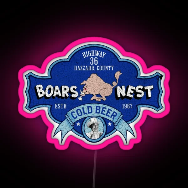 Boars Nest Retro Hazzard County 80s TV Fan Apparel RGB Neon Sign