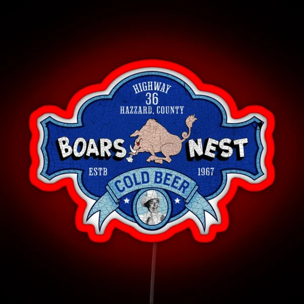 Boars Nest Retro Hazzard County 80s TV Fan Apparel RGB Neon Sign