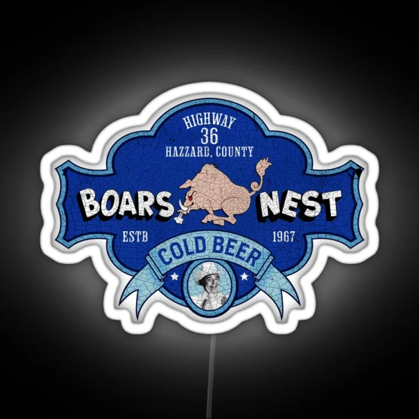 Boars Nest Retro Hazzard County 80s TV Fan Apparel RGB Neon Sign