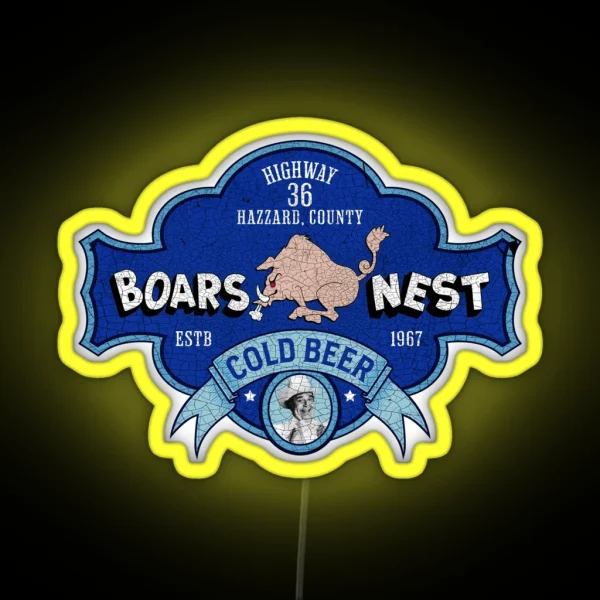 Boars Nest Retro Hazzard County 80s TV Fan Apparel RGB Neon Sign