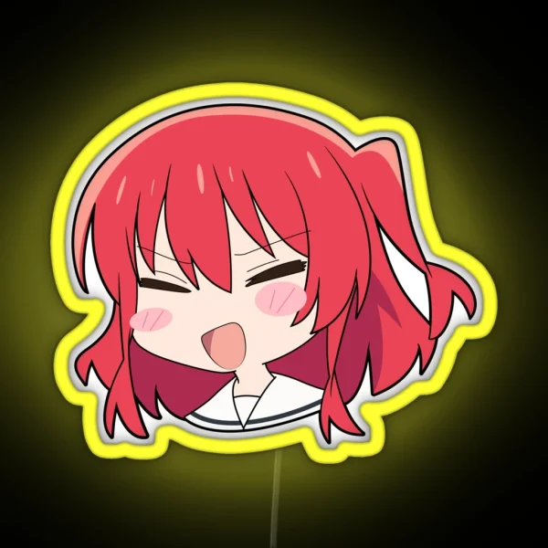 Bocchi The Rock Kita Chibi Head RGB Neon Sign