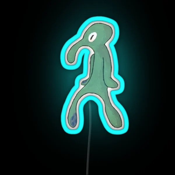 Bold And Brash Squidward Painting No Background RGB Neon Sign