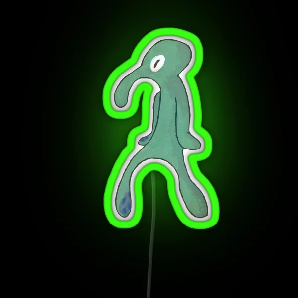 Bold And Brash Squidward Painting No Background RGB Neon Sign