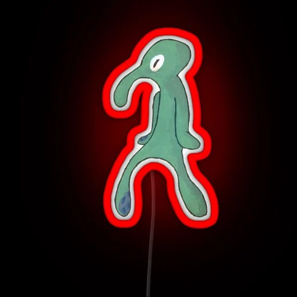 Bold And Brash Squidward Painting No Background RGB Neon Sign