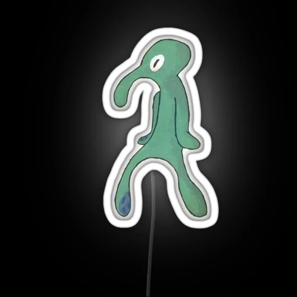 Bold And Brash Squidward Painting No Background RGB Neon Sign