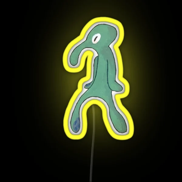Bold And Brash Squidward Painting No Background RGB Neon Sign