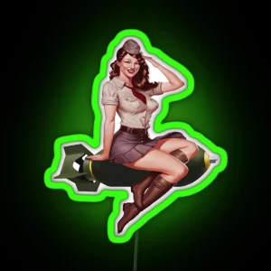 Bomber Girl Pin Up RGB Neon Sign