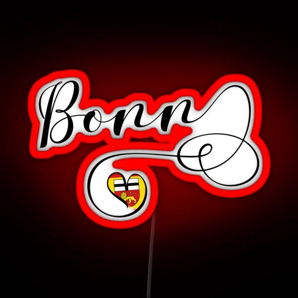 Bonn Flag Heart Bonn Flagge North Rhine RGB Neon Sign