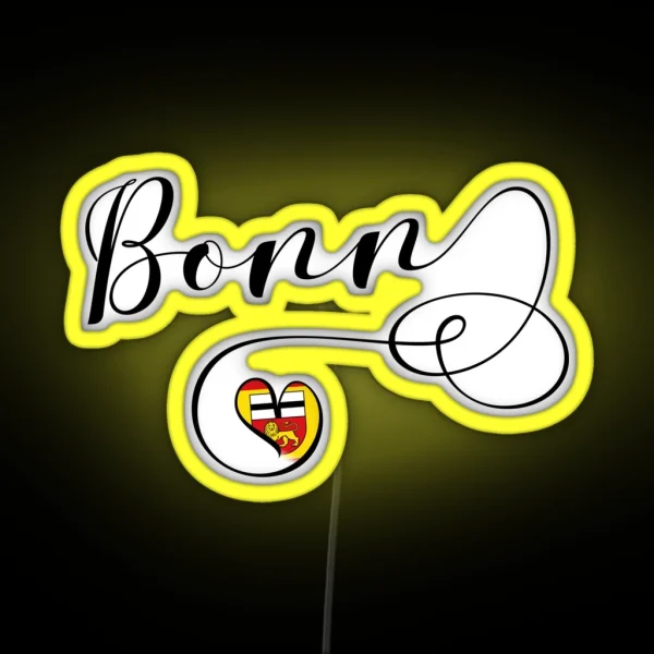 Bonn Flag Heart Bonn Flagge North Rhine RGB Neon Sign