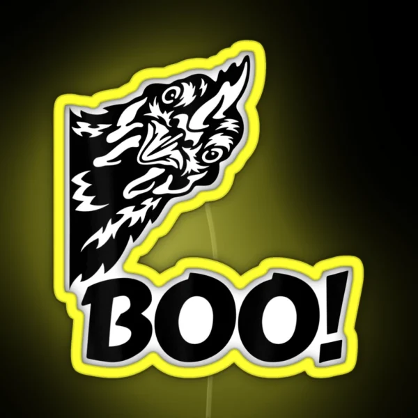 Boo Funny Hen Hiding Peekaboo Scary Halloween Chicken RGB Neon Sign