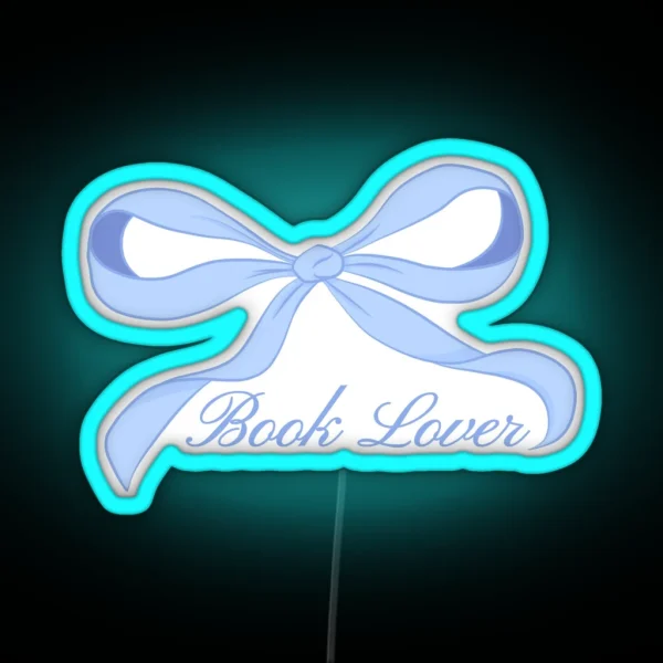 Book Lover Blue Bow Coquette RGB Neon Sign