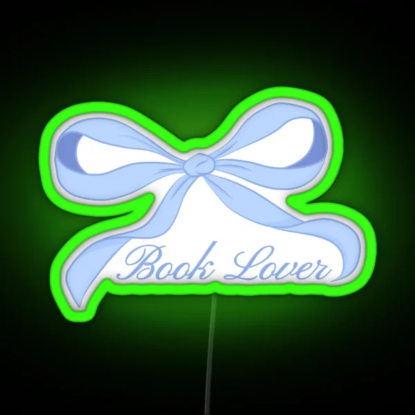 Book Lover Blue Bow Coquette RGB Neon Sign