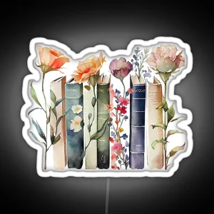 Book Lover Floral Book Watercolour RGB Neon Sign