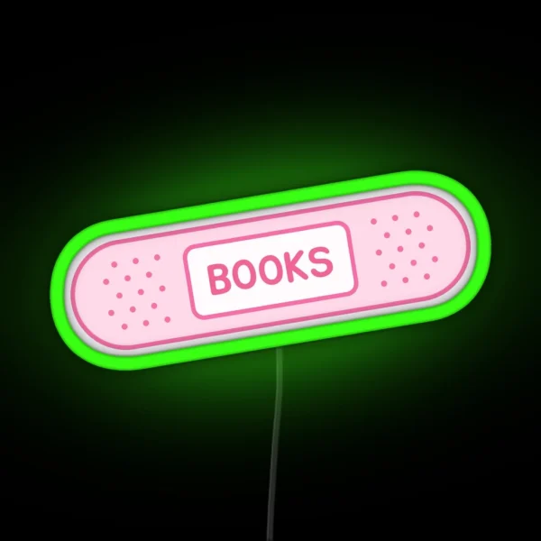 Bookish Bandage Pink Books RGB Neon Sign