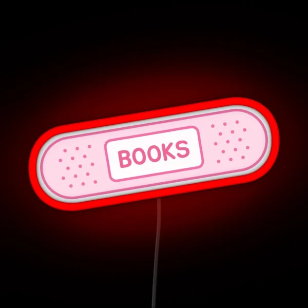 Bookish Bandage Pink Books RGB Neon Sign