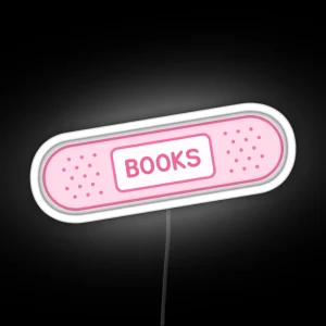 Bookish Bandage Pink Books RGB Neon Sign