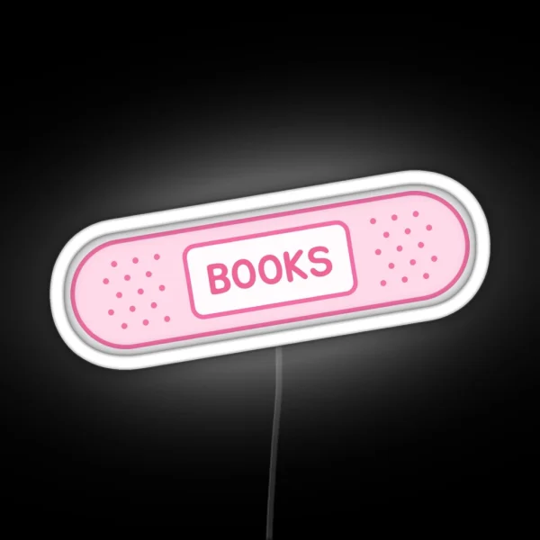 Bookish Bandage Pink Books RGB Neon Sign