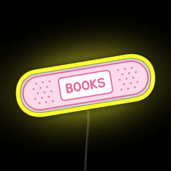 Bookish Bandage Pink Books RGB Neon Sign