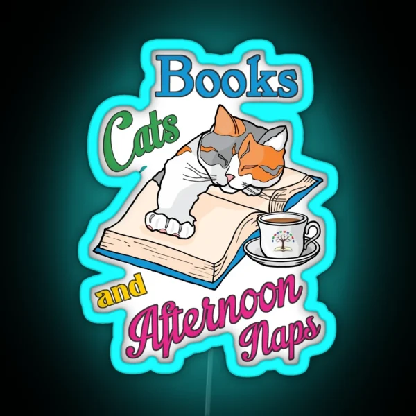 Books Cats And Afternoon Naps RGB Neon Sign