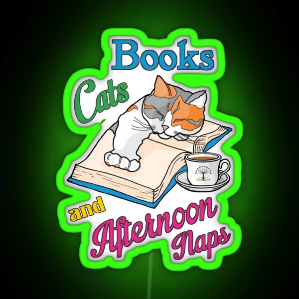 Books Cats And Afternoon Naps RGB Neon Sign