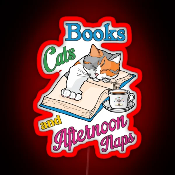 Books Cats And Afternoon Naps RGB Neon Sign