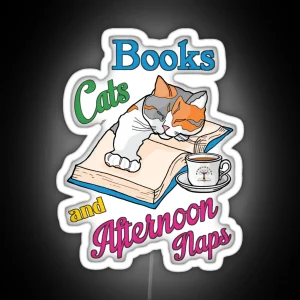 Books Cats And Afternoon Naps RGB Neon Sign