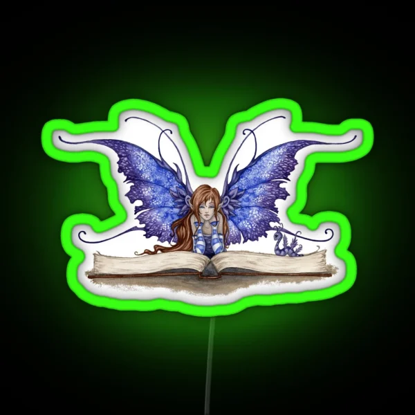 Bookworm Book Fairy RGB Neon Sign