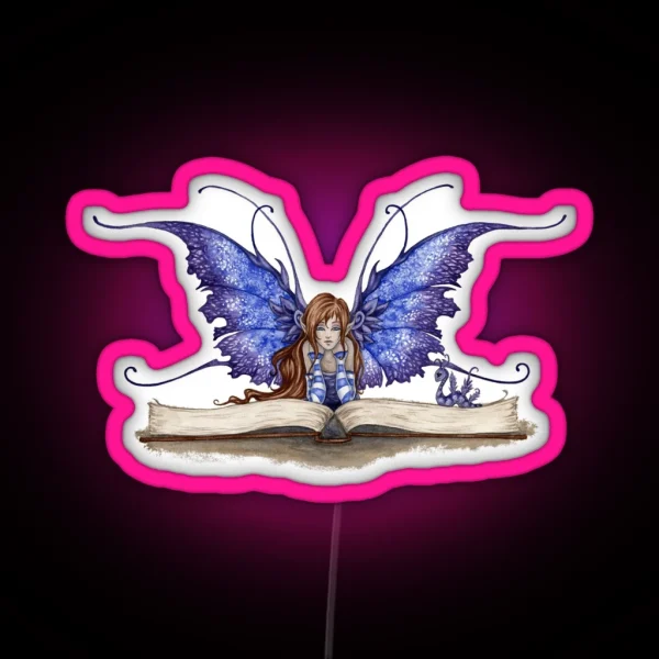 Bookworm Book Fairy RGB Neon Sign