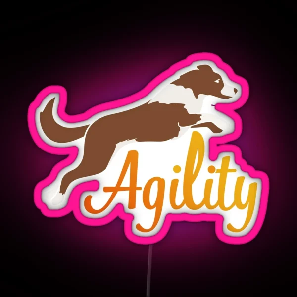 Border Collie Brown And Agility In Yellow And Orange RGB Neon Sign