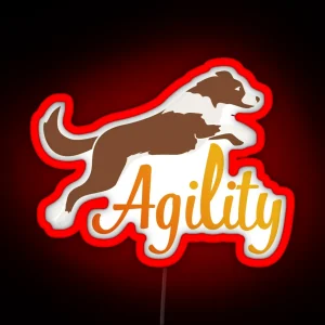 Border Collie Brown And Agility In Yellow And Orange RGB Neon Sign