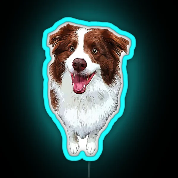 Border Collie Chocolate Brown Beauty RGB Neon Sign