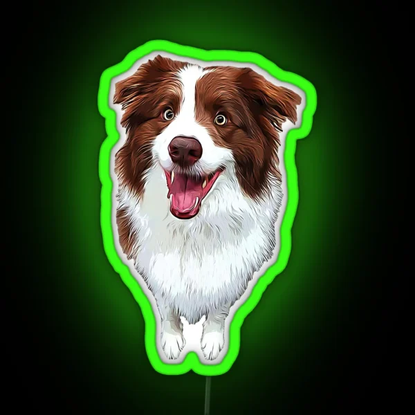 Border Collie Chocolate Brown Beauty RGB Neon Sign