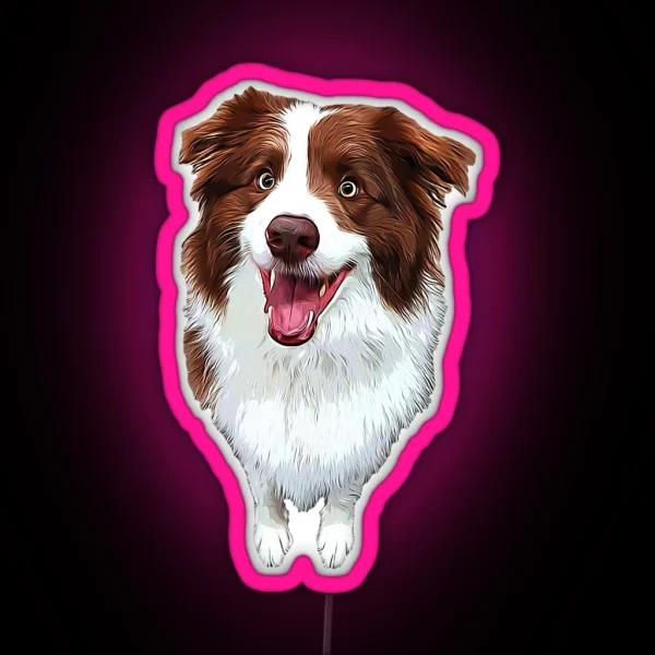 Border Collie Chocolate Brown Beauty RGB Neon Sign