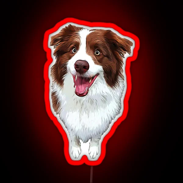 Border Collie Chocolate Brown Beauty RGB Neon Sign
