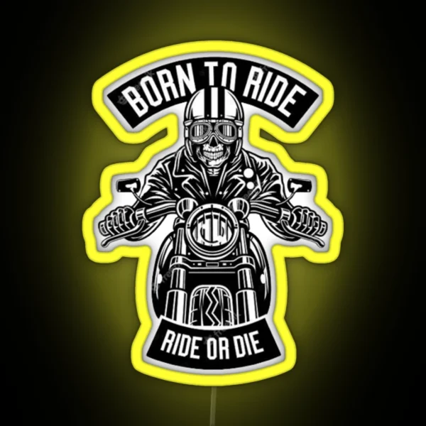 Born To Ride Ride Or Die Cool Motorcycle Rider RGB Neon Sign