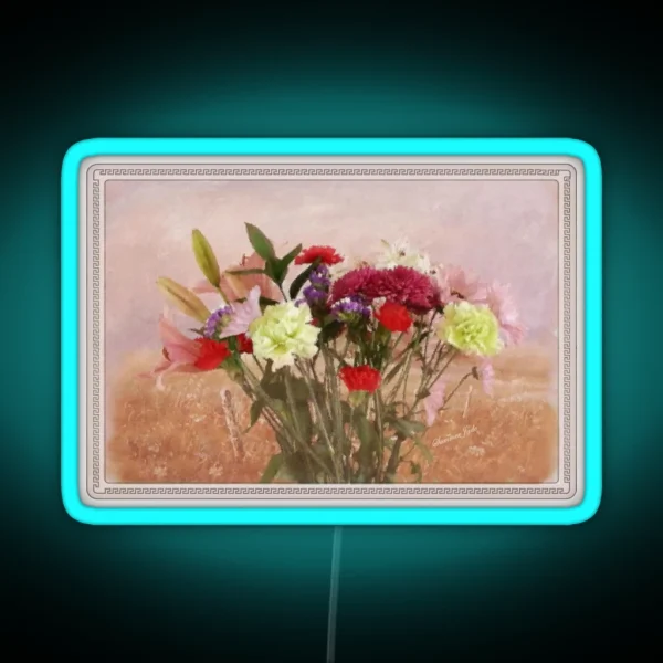 Bouquet In A Window Painting Style RGB Neon Sign