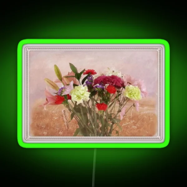 Bouquet In A Window Painting Style RGB Neon Sign