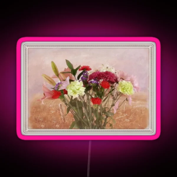 Bouquet In A Window Painting Style RGB Neon Sign