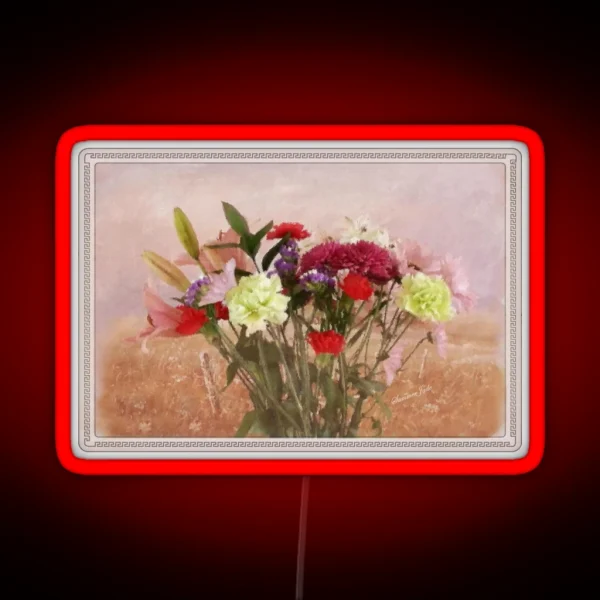Bouquet In A Window Painting Style RGB Neon Sign