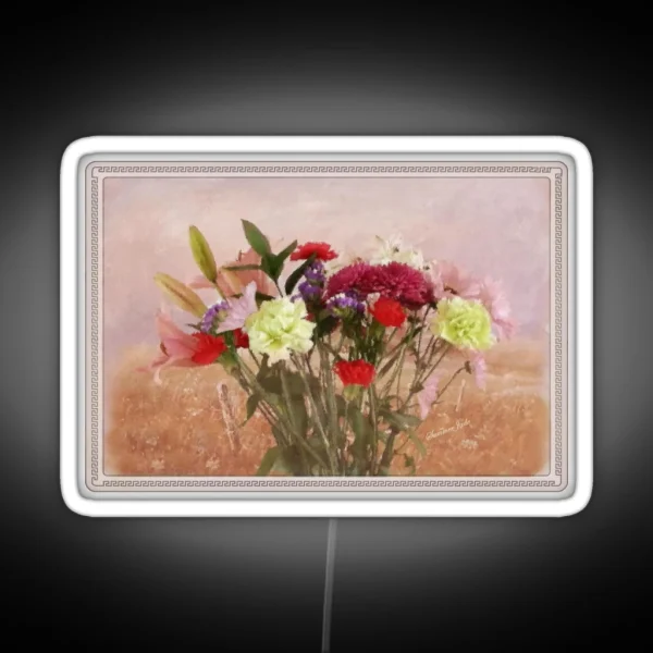 Bouquet In A Window Painting Style RGB Neon Sign