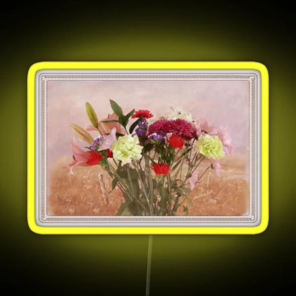 Bouquet In A Window Painting Style RGB Neon Sign