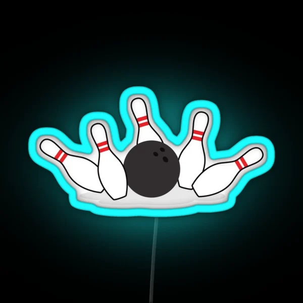 Bowling Ball Knocking Down Pins Led RGB Neon Sign