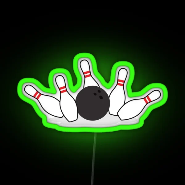 Bowling Ball Knocking Down Pins Led RGB Neon Sign