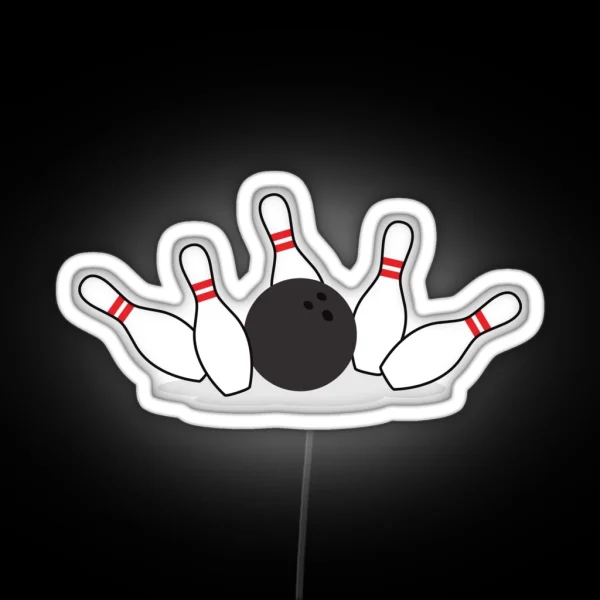 Bowling Ball Knocking Down Pins Led RGB Neon Sign
