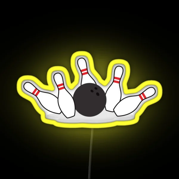 Bowling Ball Knocking Down Pins Led RGB Neon Sign