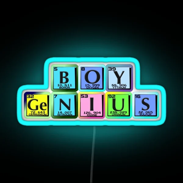Boy Genius In Elemental Symbols RGB Neon Sign
