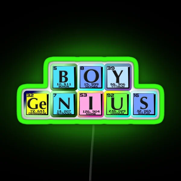 Boy Genius In Elemental Symbols RGB Neon Sign